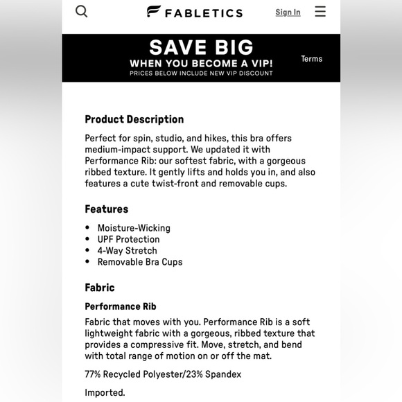 Fabletics Oasis Rib Twist Medium Impact Sports Bra M - Picture 4 of 7